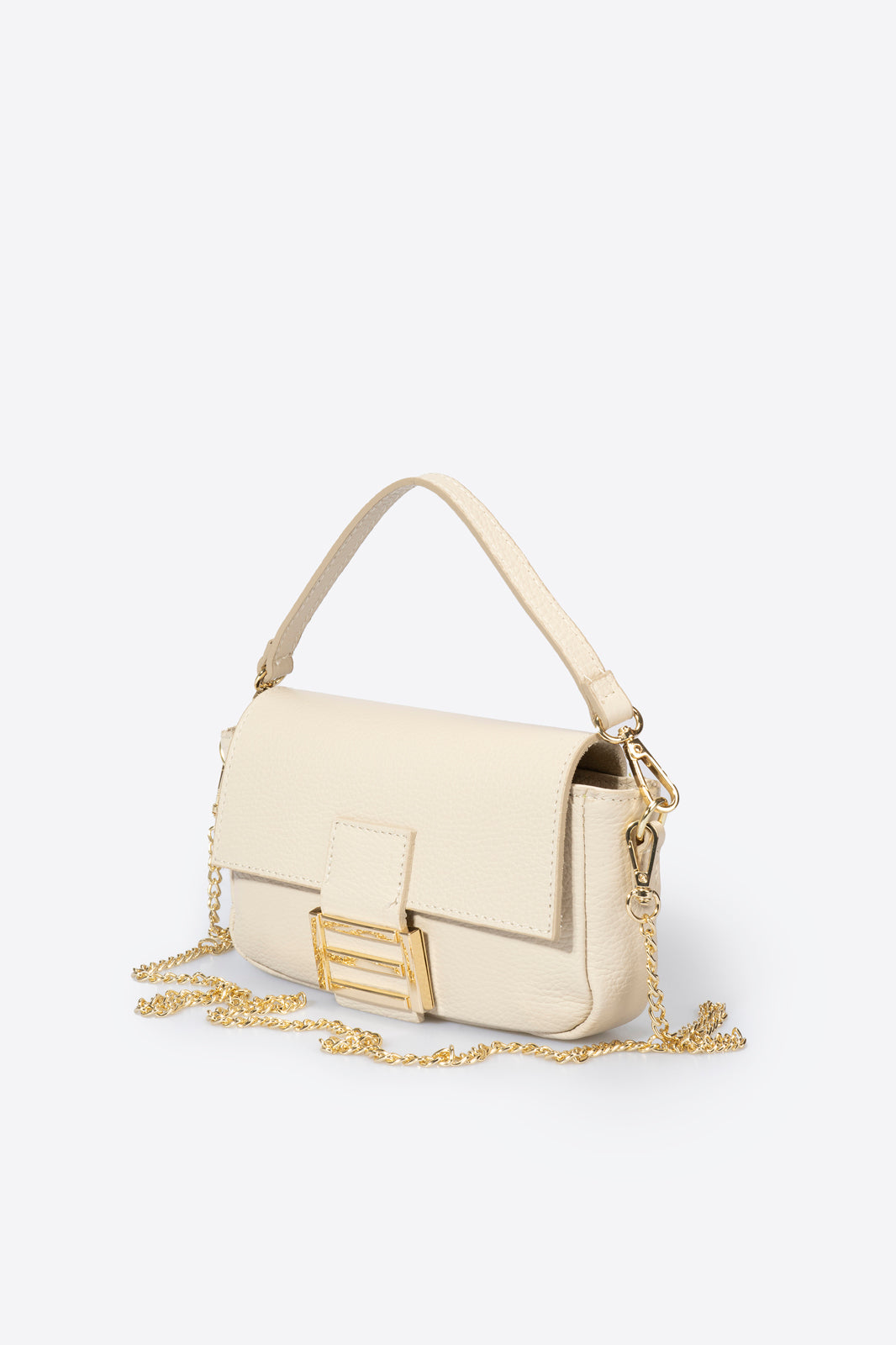 Leather Top Handle Bag 9648 - Beige