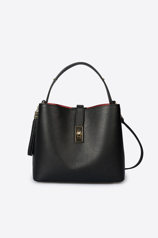 KIRA Leather Top Handle Bag - Black