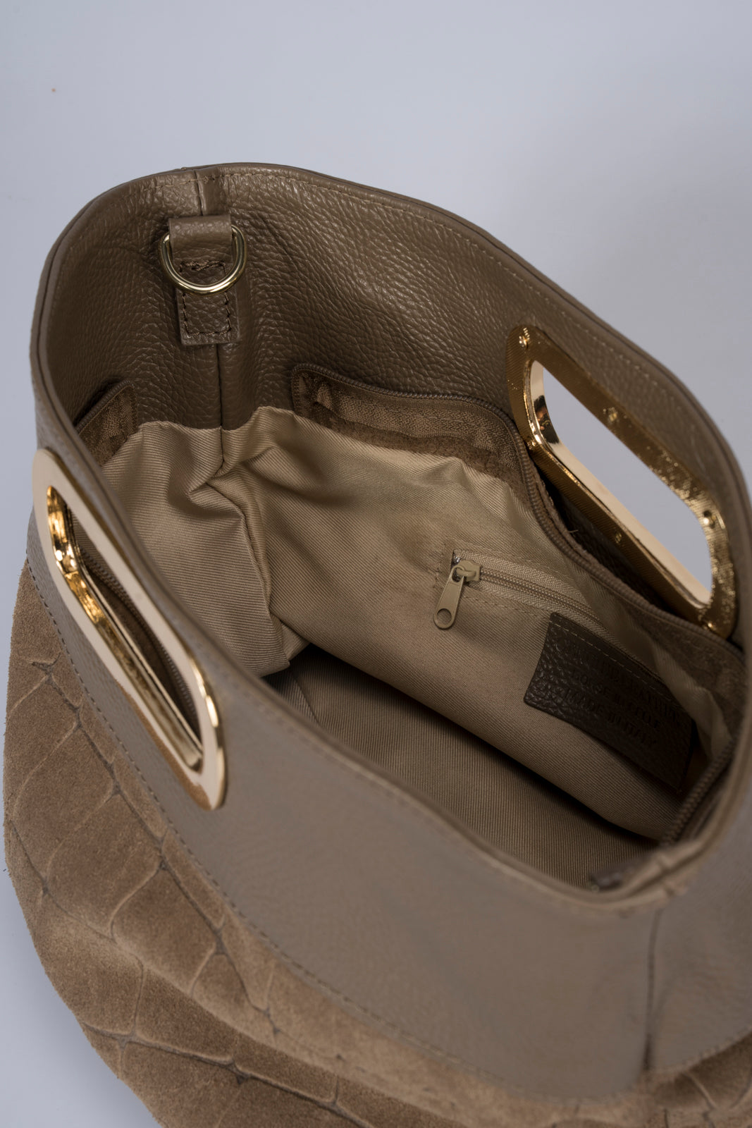 ROSALBA Leather Top Handle Bag - Taupe