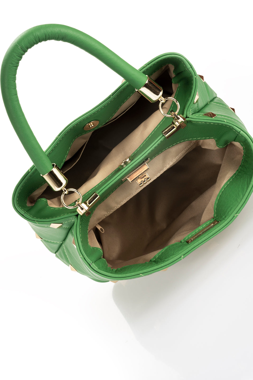 Leather Top Handle Bag 1346 - Green
