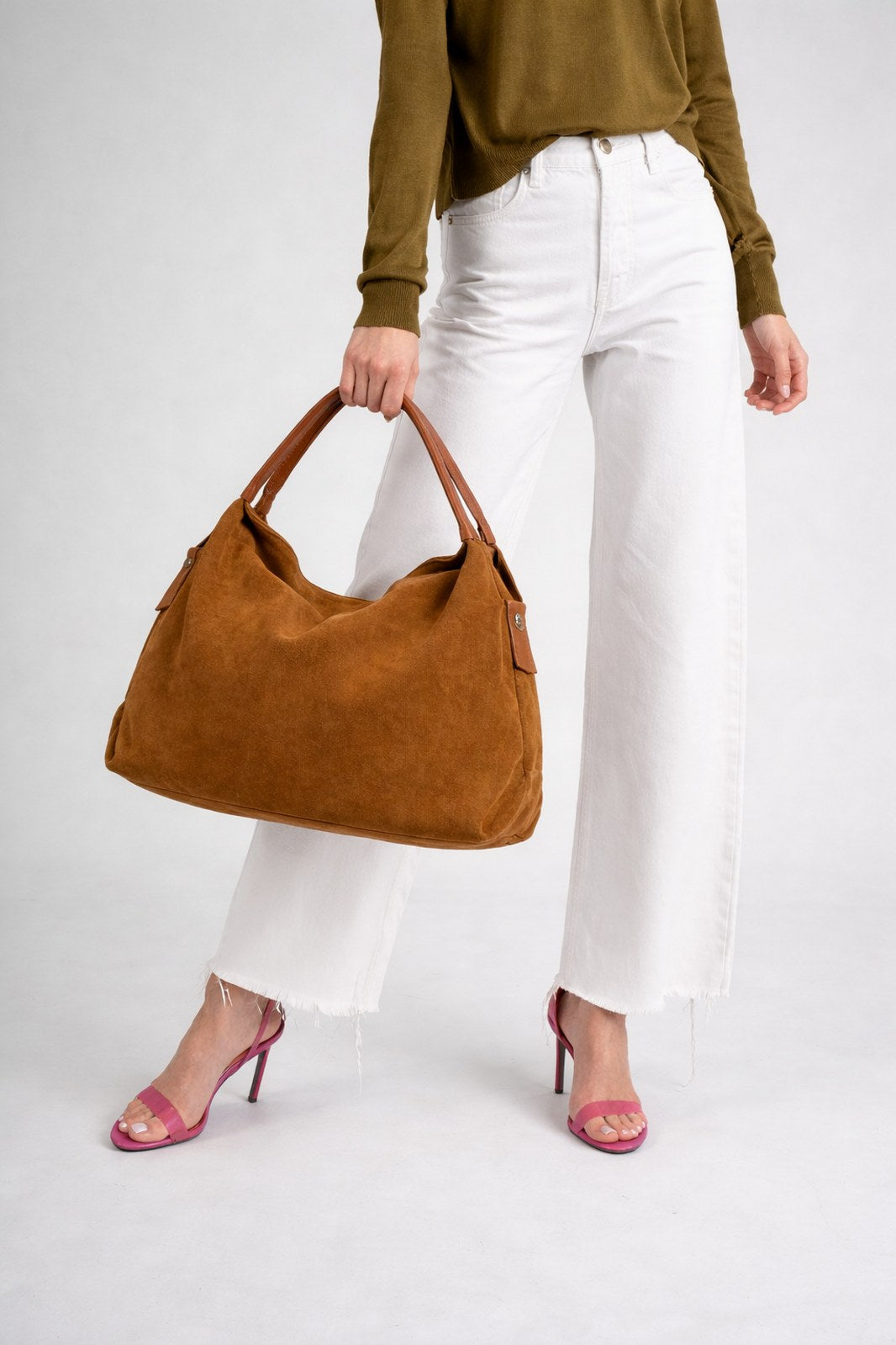NOEMIE Leather Top Handle Bag - Cognac