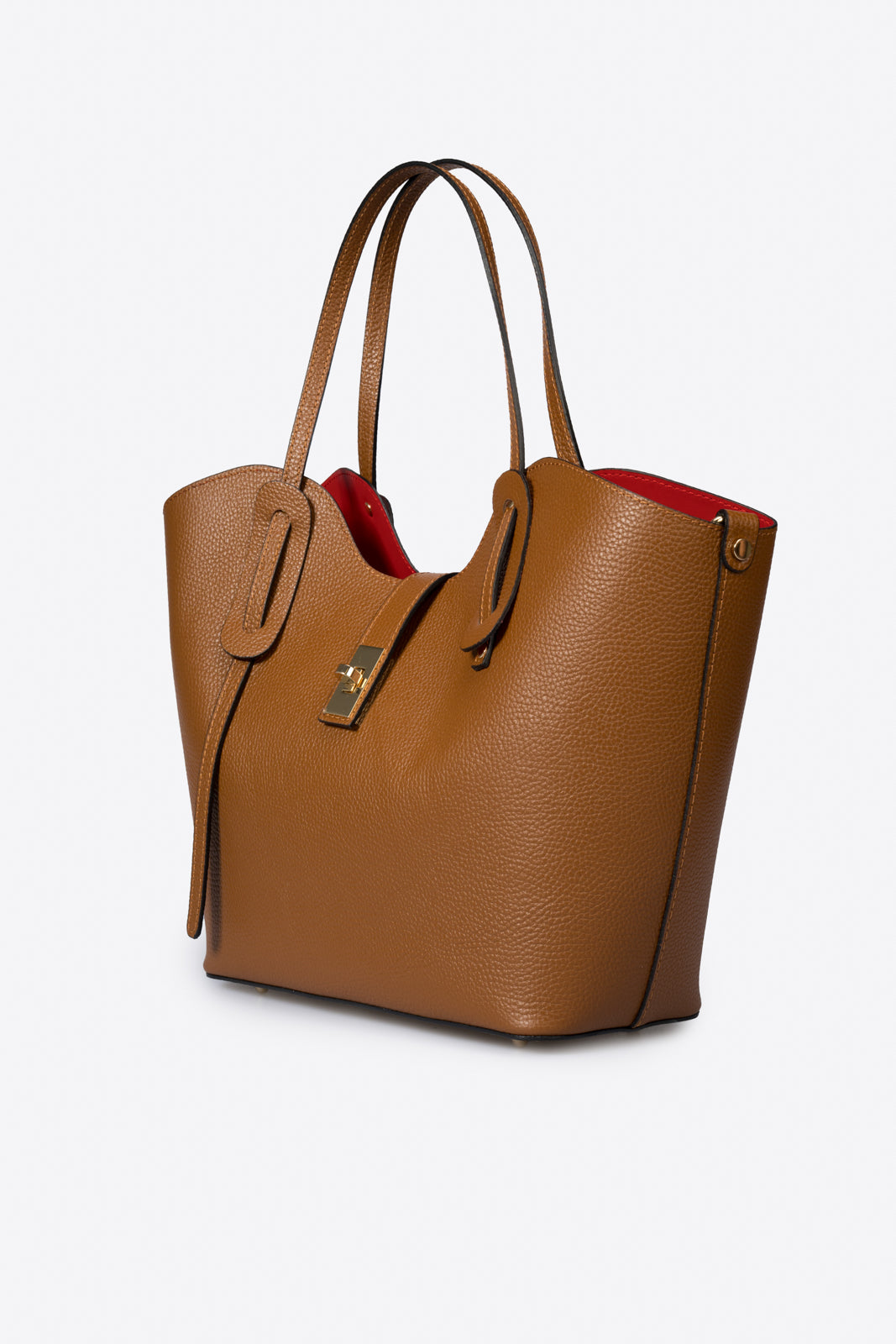 IOLANDA Leather Top Handle Bag - Cognac