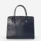 CASSANDRA Leather Top Handle Bag - Navy