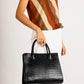 CASSANDRA Leather Top Handle Bag - Black