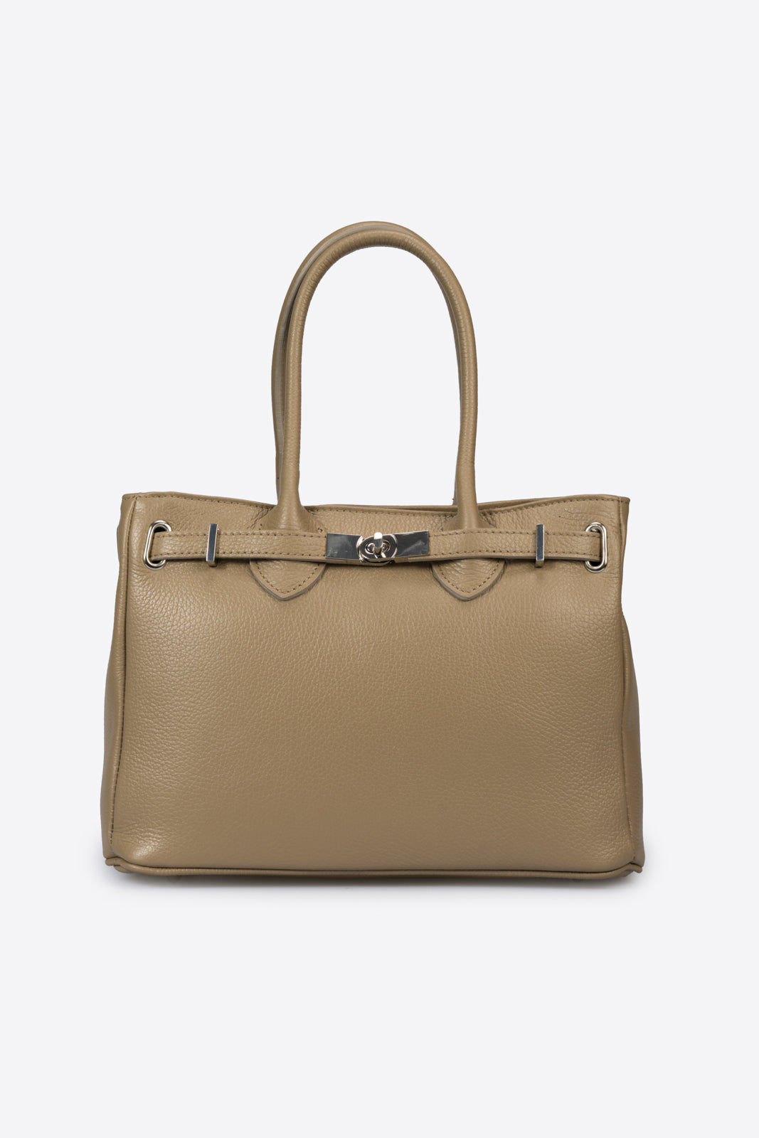 GRACIE Leather Top Handle Bag - Taupe