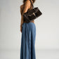 AUDREY Leather Top Handle Bag - Marrone