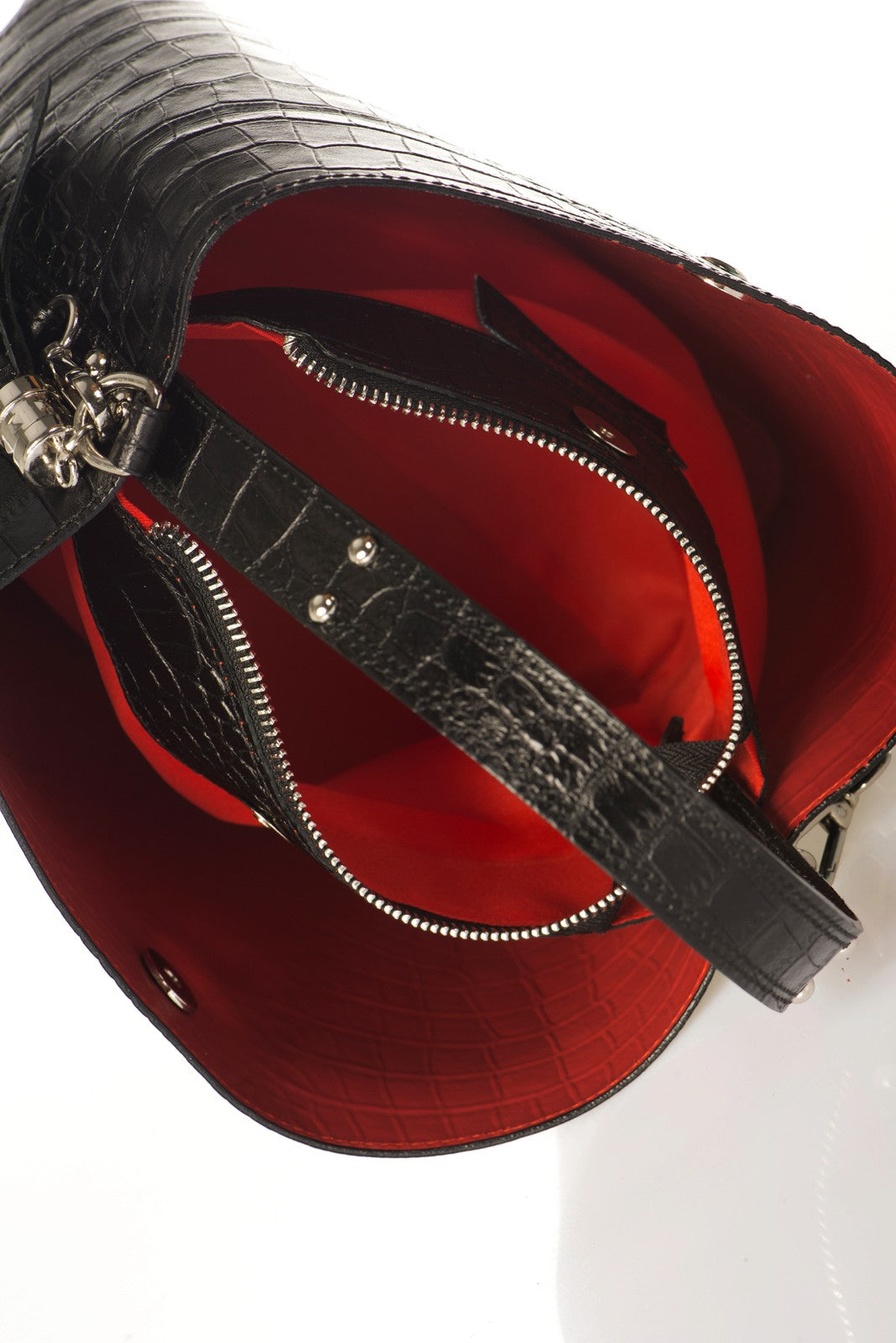 SCARLET Leather Top Handle Bag - Black