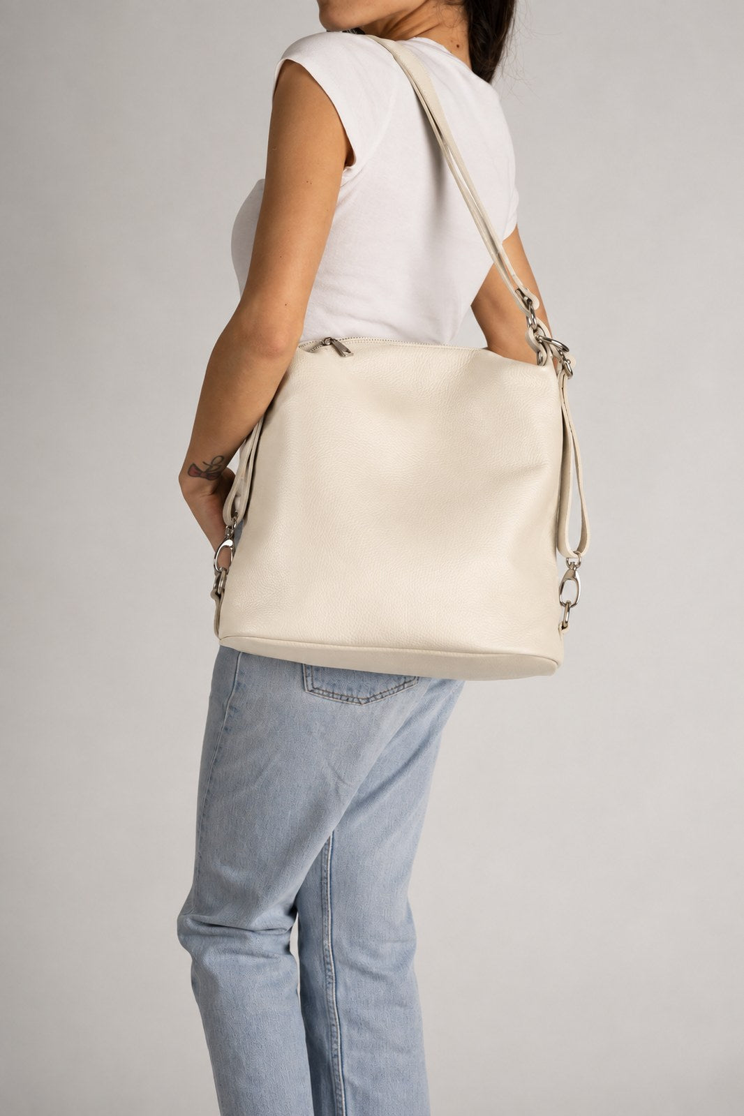 CORDELIA Leather Backpack - Taupe