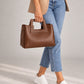 ANTHEA Leather Top Handle Bag - Brown