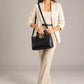 ANTHEA Leather Top Handle Bag - Black
