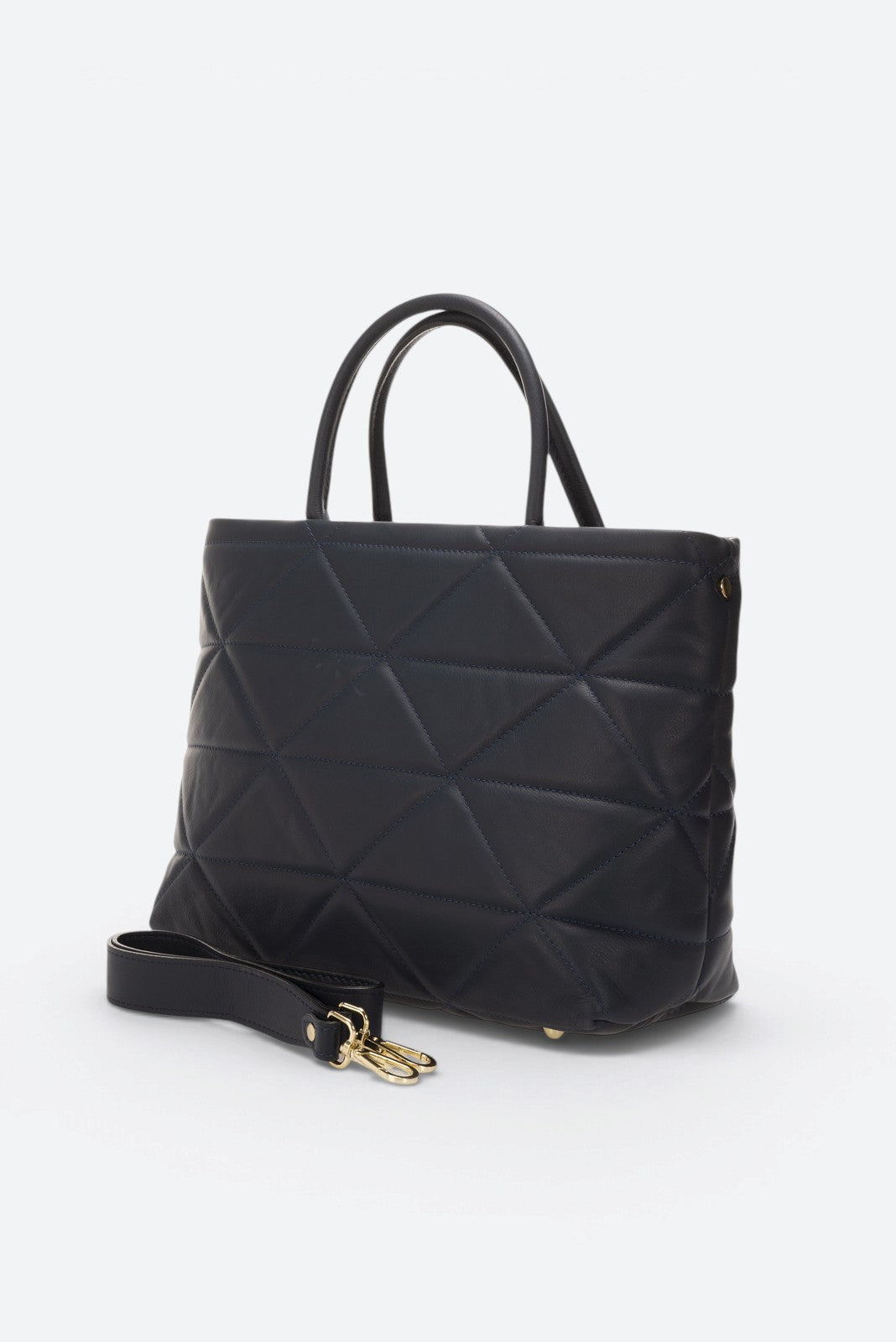 GINEVRA Leather Top Handle Bag - Blue