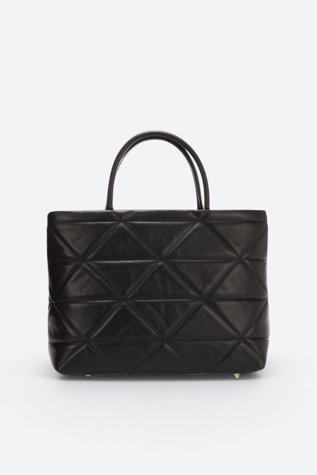 GINEVRA Leather Top Handle Bag - Black