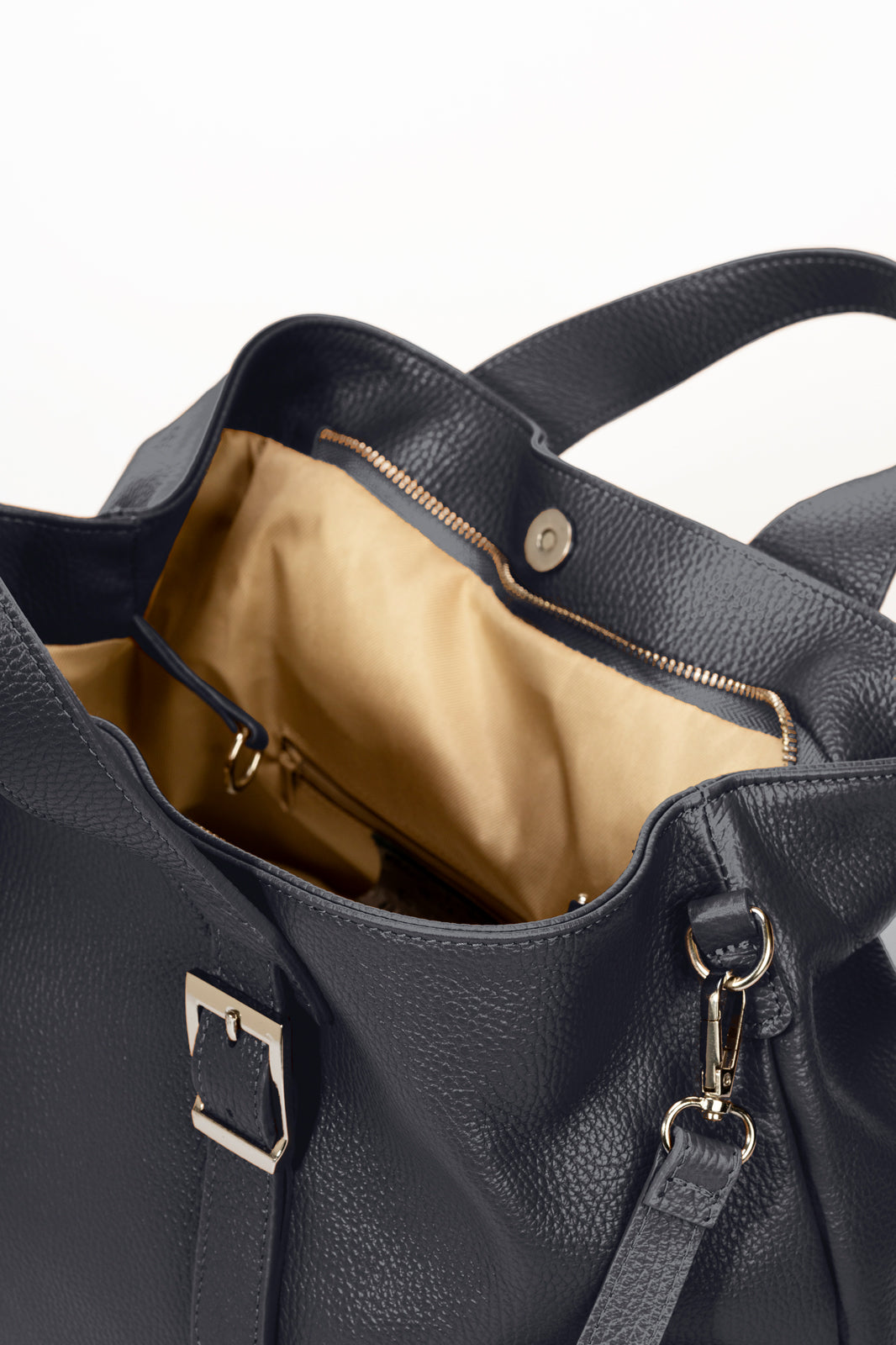 PIPER Leather Top Handle Bag - Blu Scuro