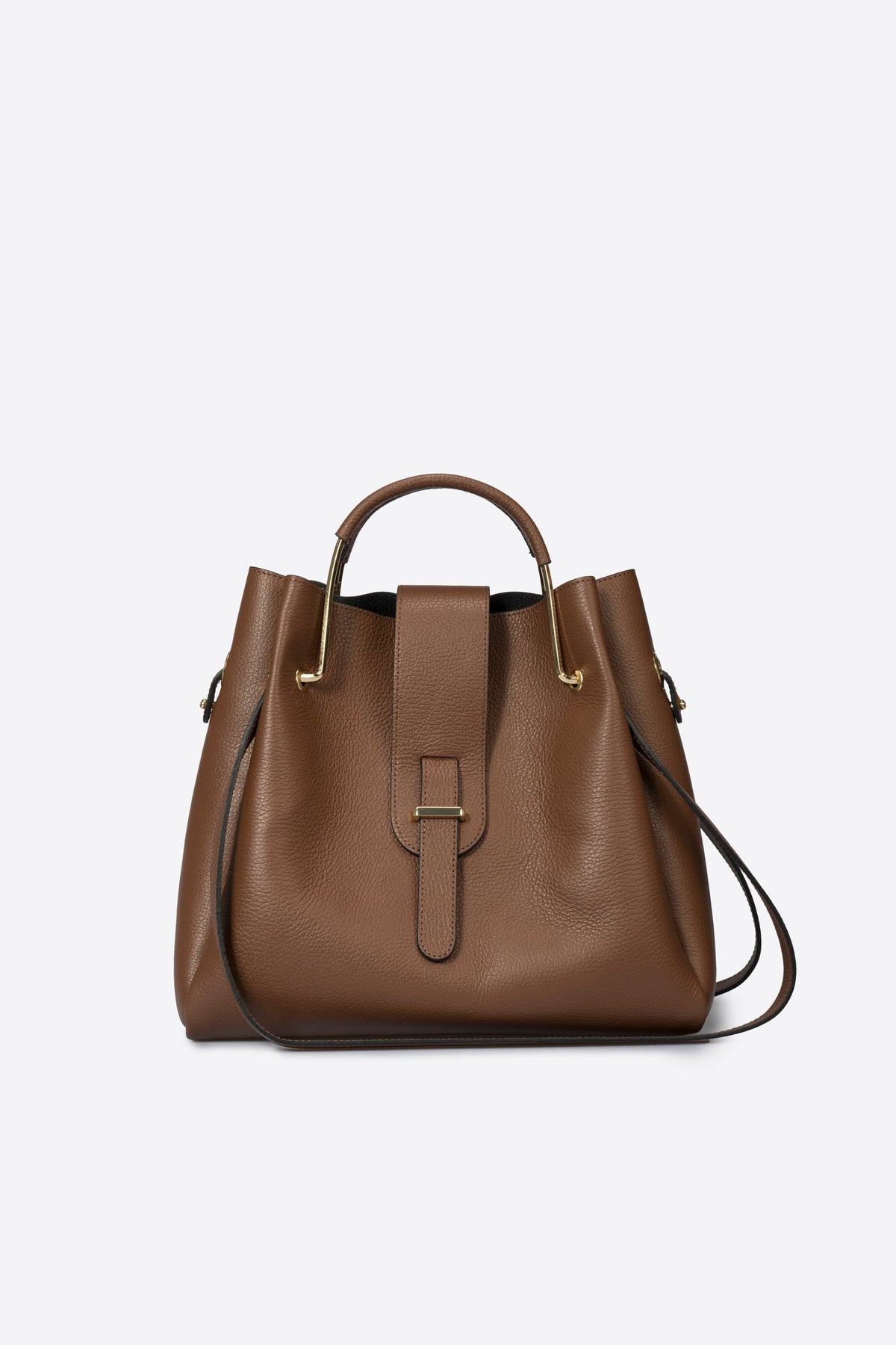 DIONE Leather Top Handle Bag - Brown