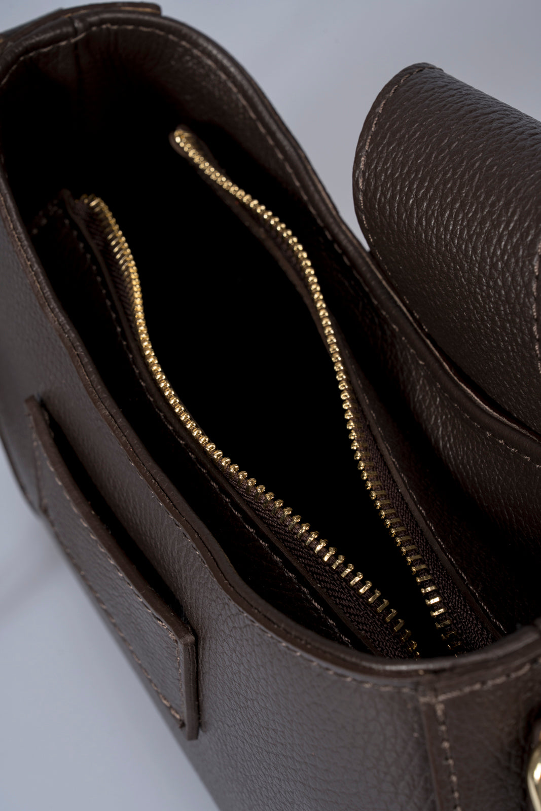 MARLENE Leather Crossbody Bag - Brown
