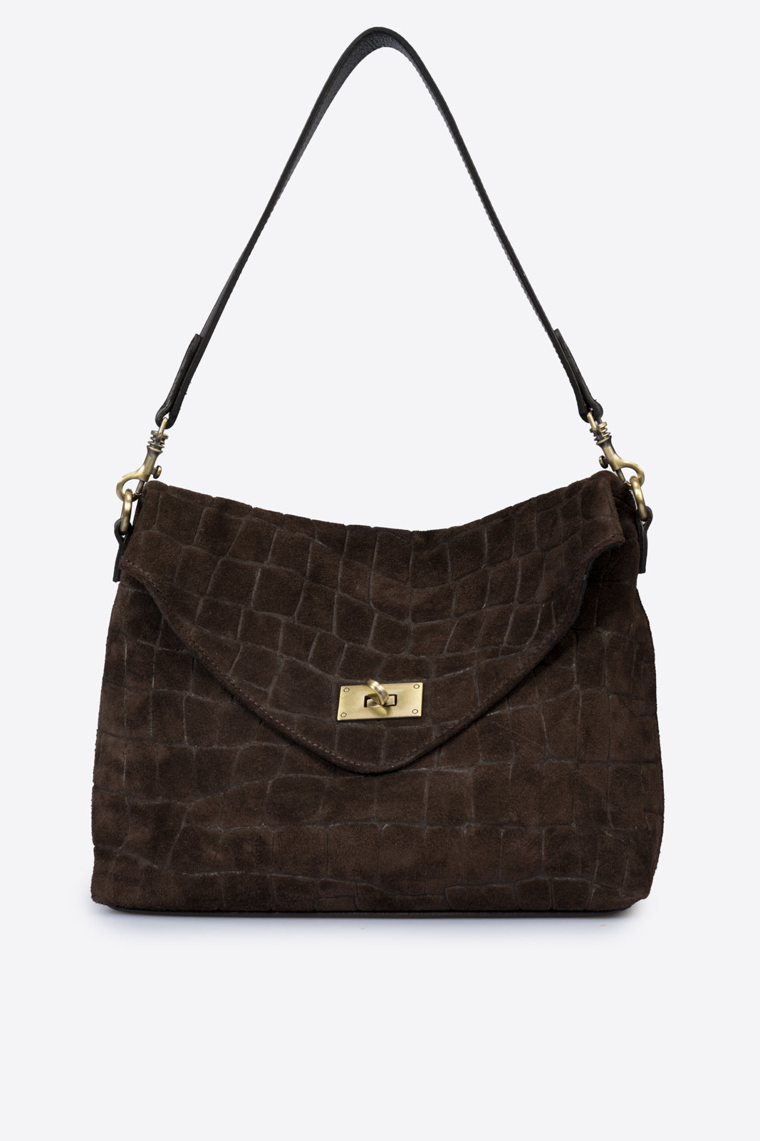 MATILDA Leather Top Handle Bag - Dark Brown