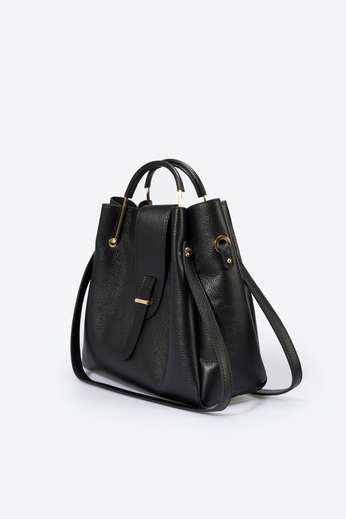 DIONE Leather Top Handle Bag - Nero
