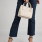MINA Leather Top Handle Bag - Beige