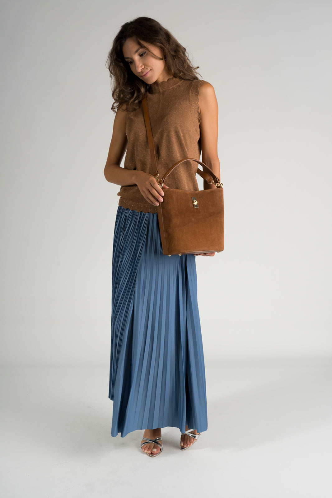VERDIANA Leather Top Handle Bag - Cuoio