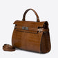 LEA Leather Top Handle Bag - Cognac