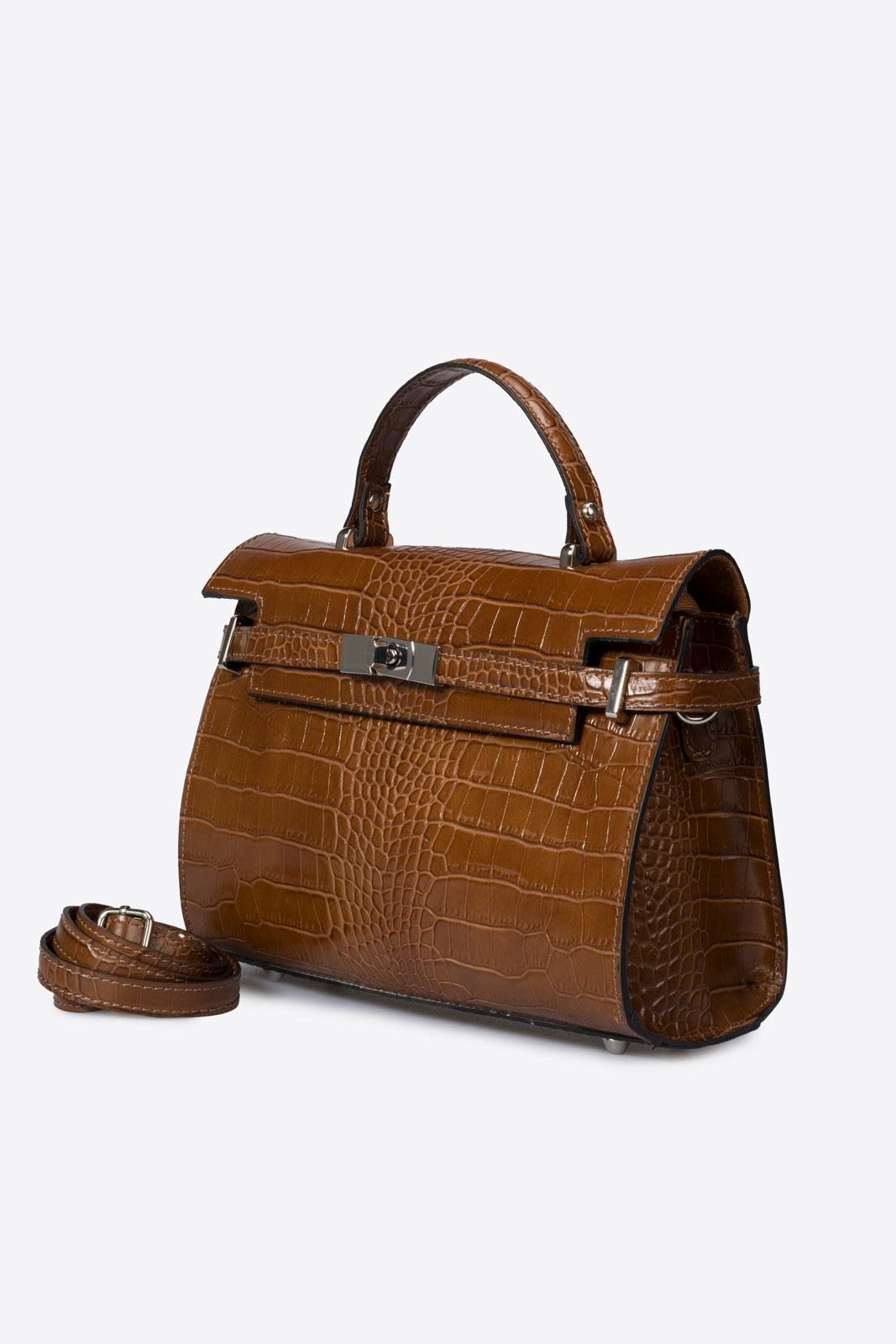LEA Leather Top Handle Bag - Cognac