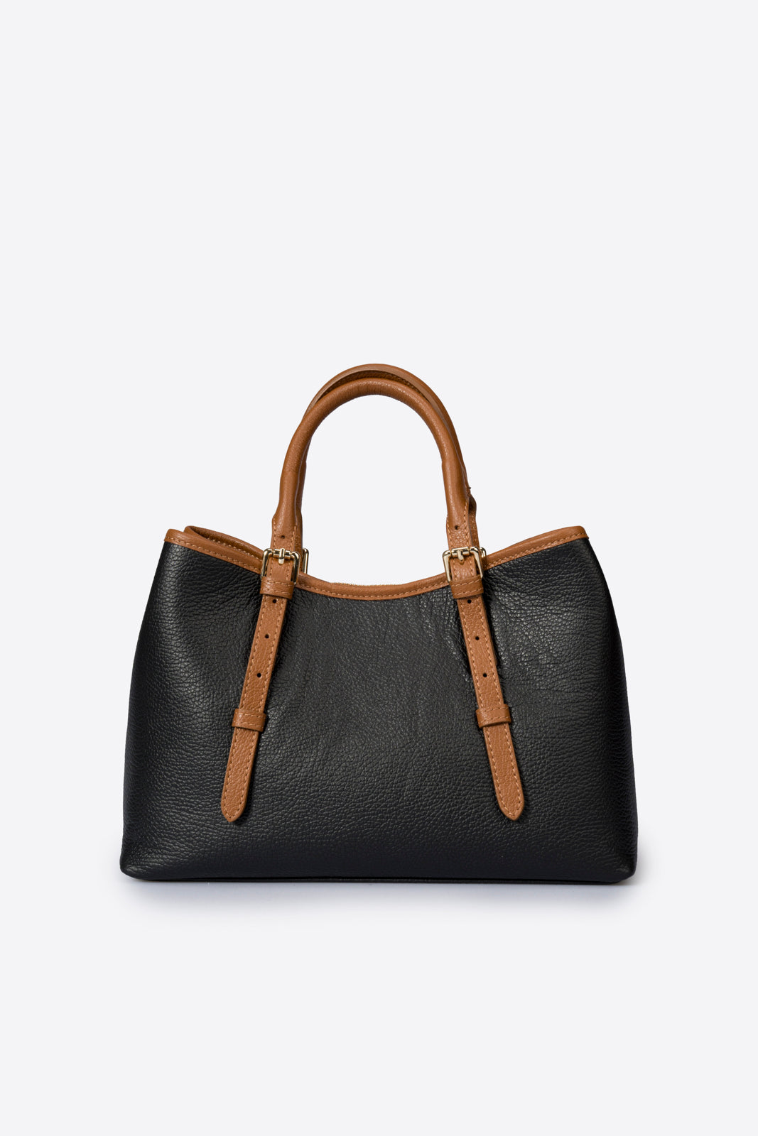 TESS Leather Top Handle Bag - Black