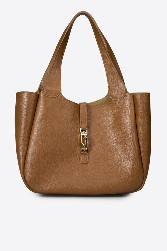 ODILE Leather Top Handle Bag - Cuoio