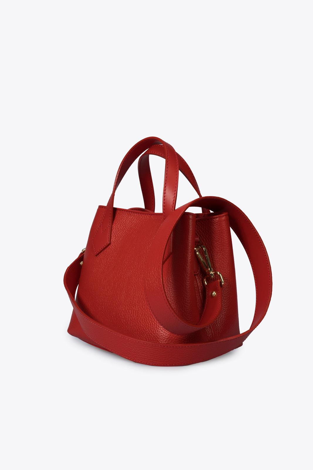 MINA Leather Top Handle Bag - Red