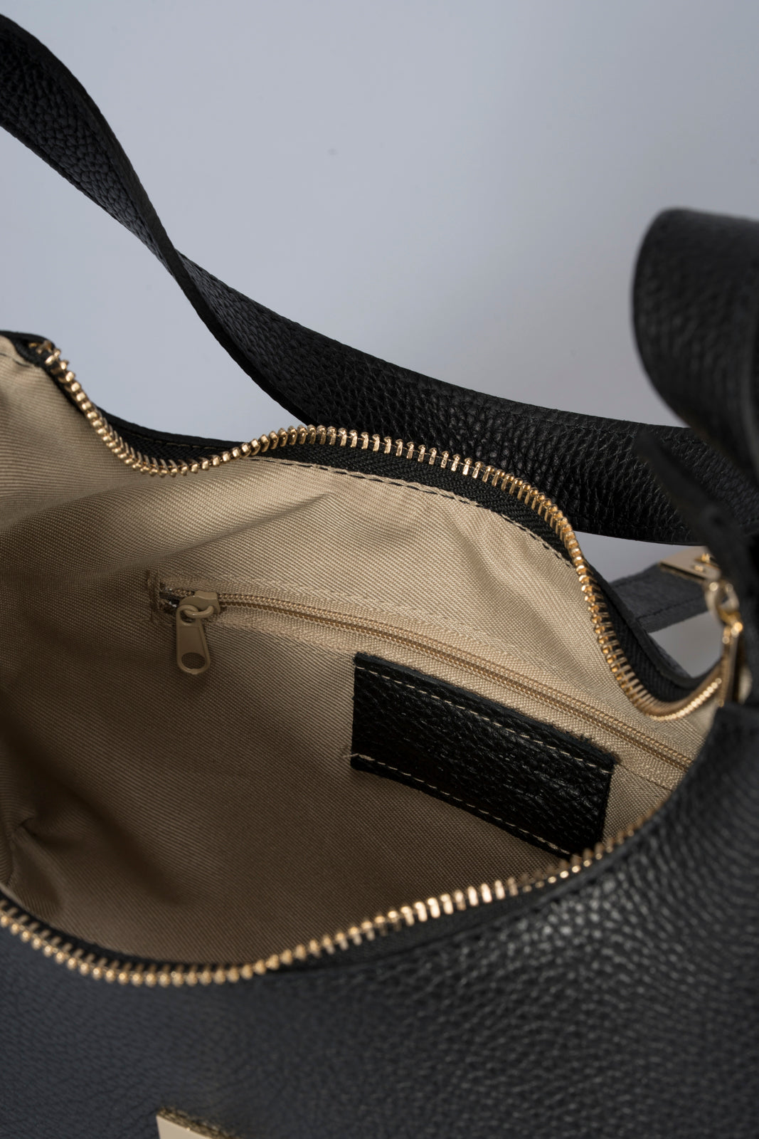 PORZIA Leather Top Handle Bag - Black