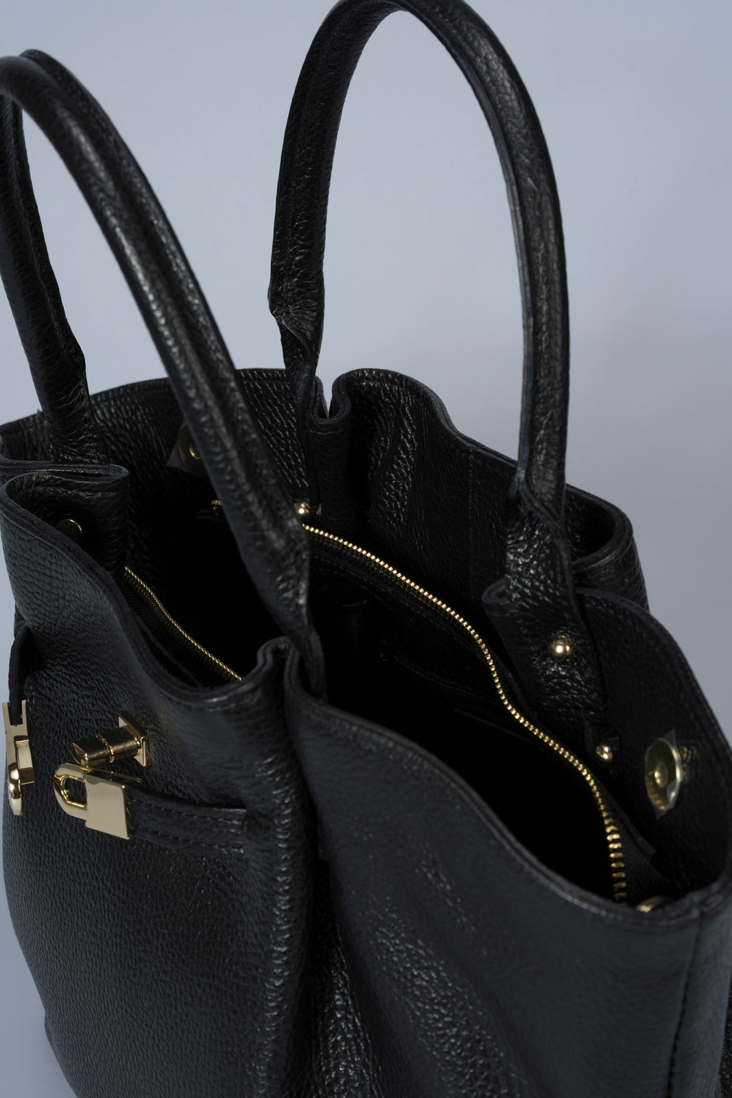 RYAN Leather Top Handle Bag - Black