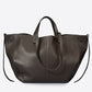 LAETITIA Leather Top Handle Bag - Dark Brown