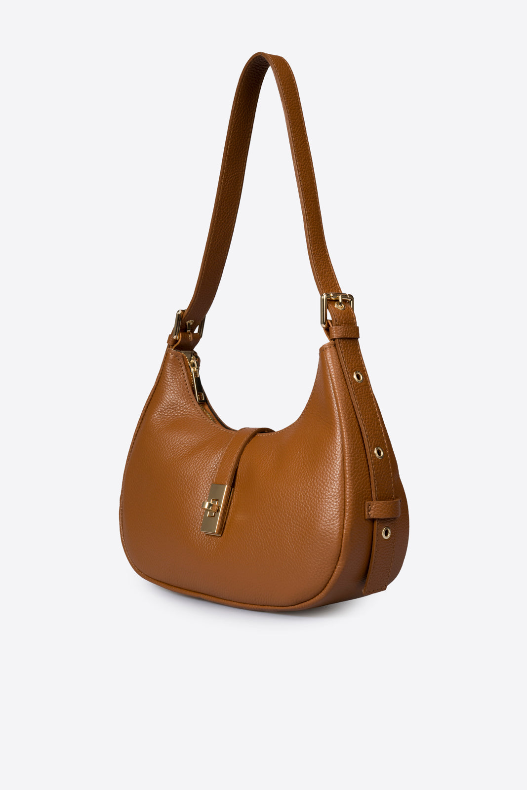 PORZIA Leather Top Handle Bag - Cognac