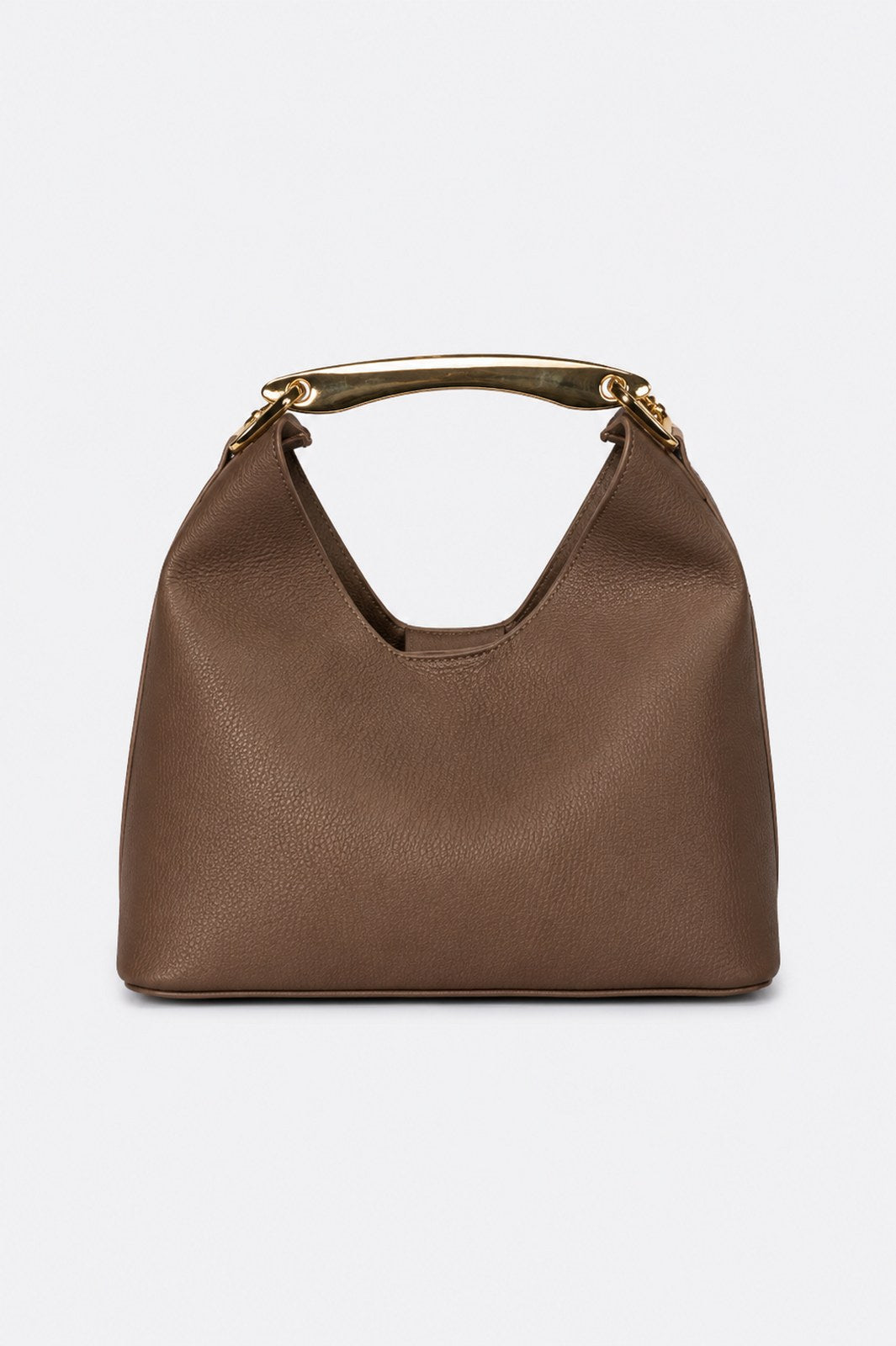 AGNES Leather Top Handle Bag - Brown