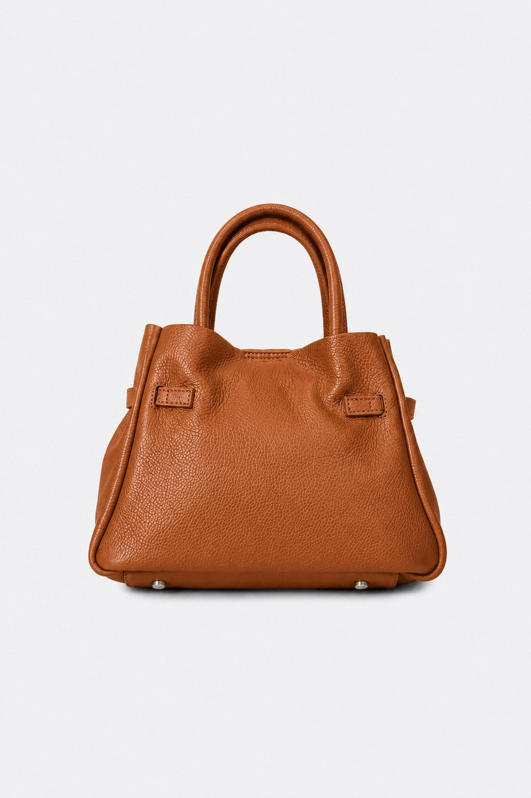 MIRANDA Leather Top Handle Bag - Cognac