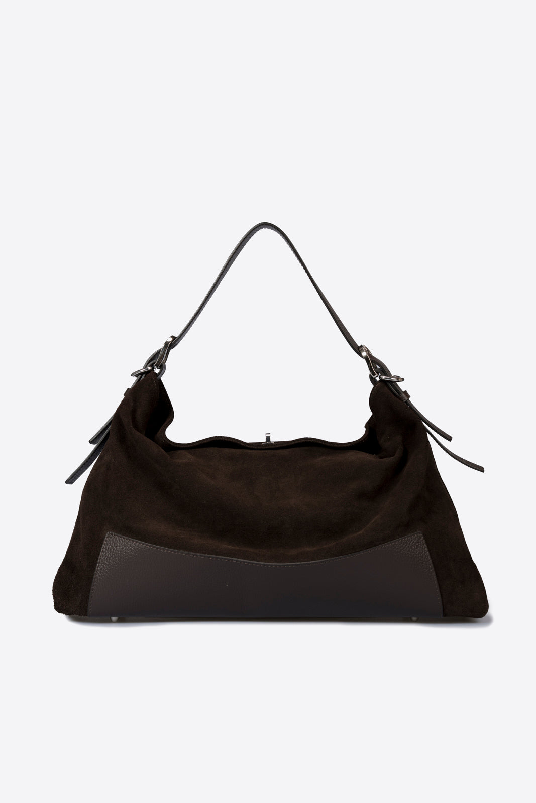 FLEUR Leather Top Handle Bag - Testa di Moro