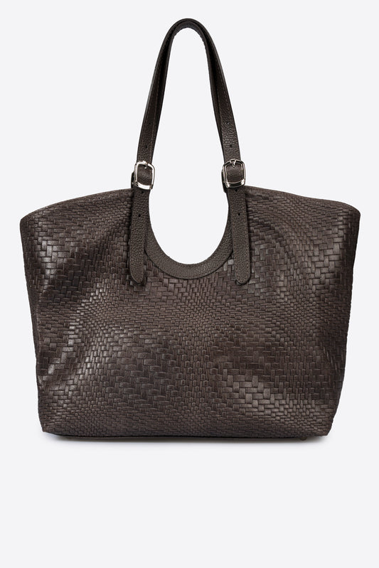 VERONICA Leather Top Handle Bag - Brown