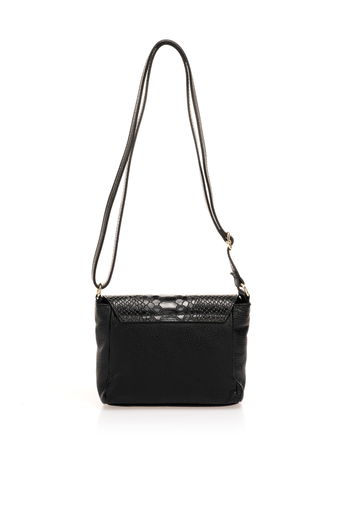Leather Crossbody Bag 7069 - Black