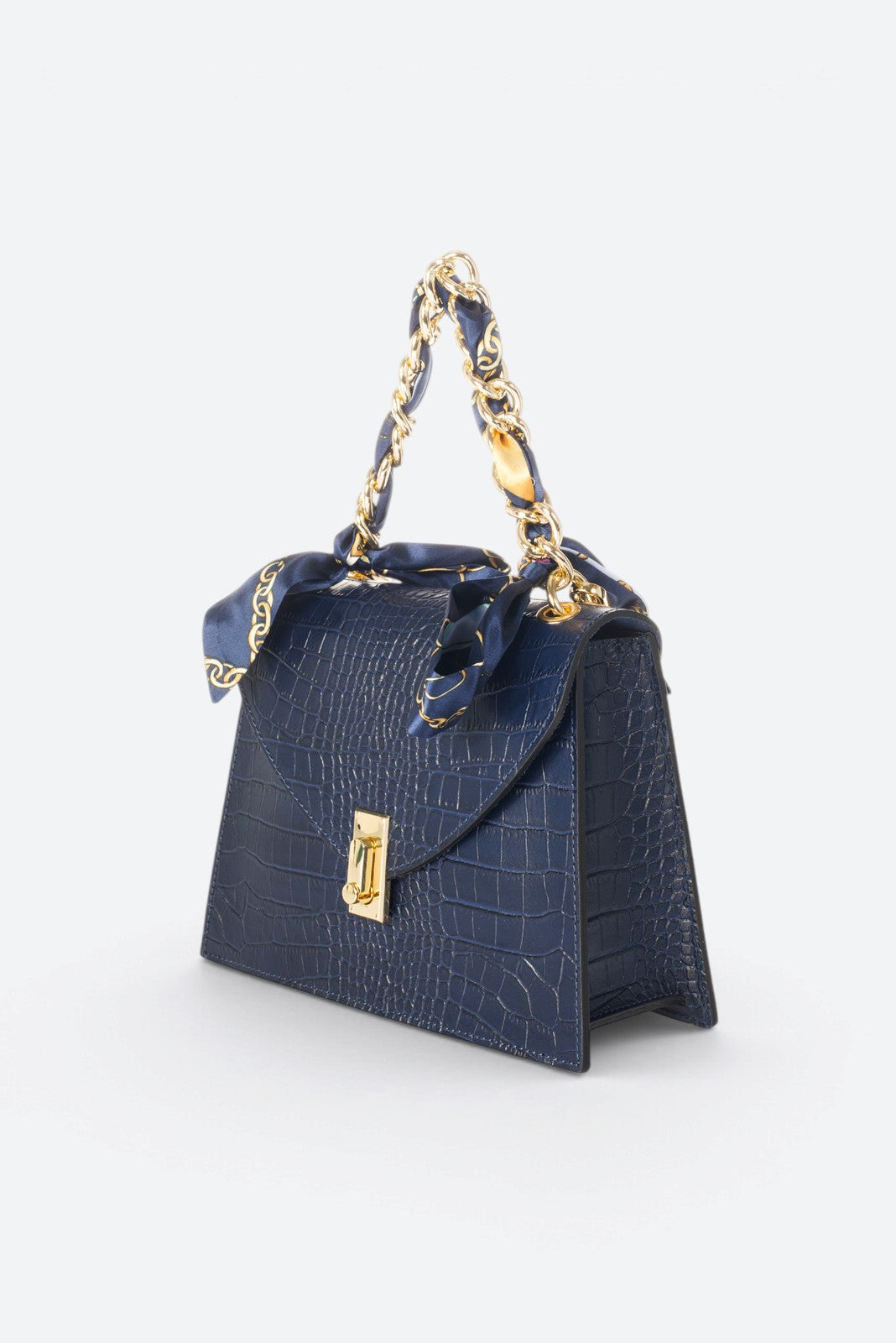 AYLA Leather Top Handle Bag - Blue