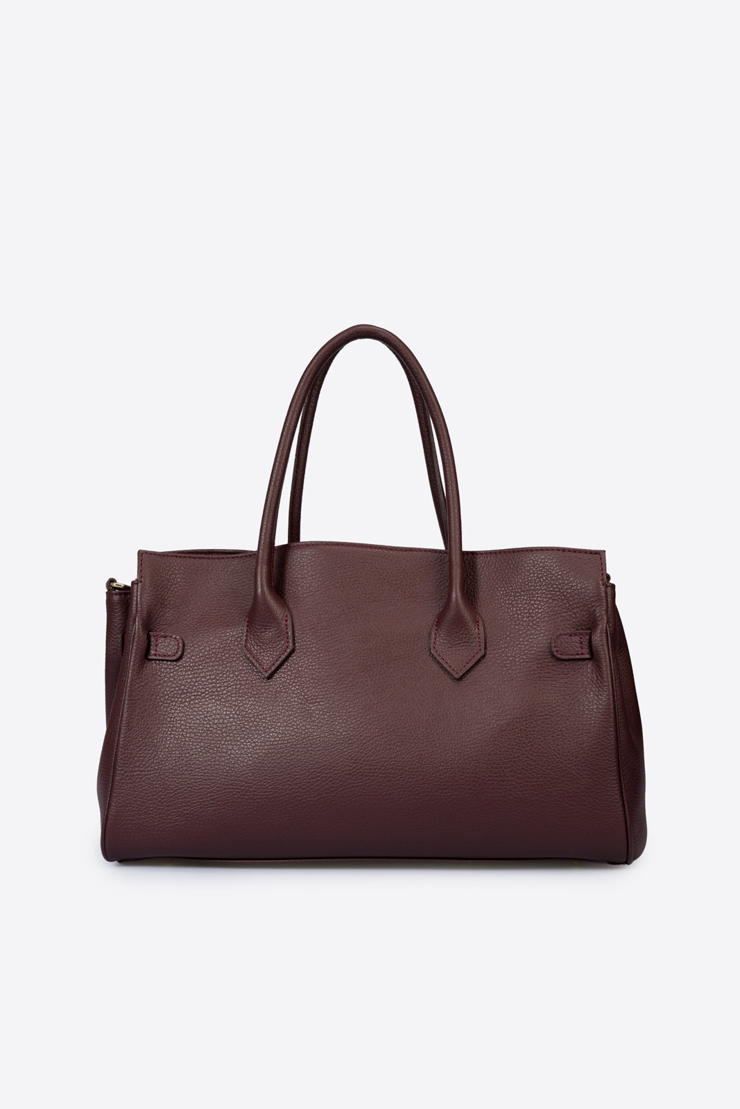 NATASHA Leather Top Handle Bag - Bordo