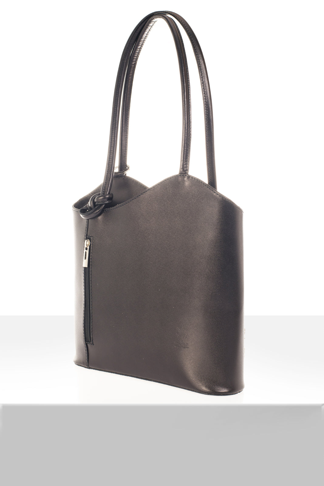 Leather Shoulder Bag 8039 - Black