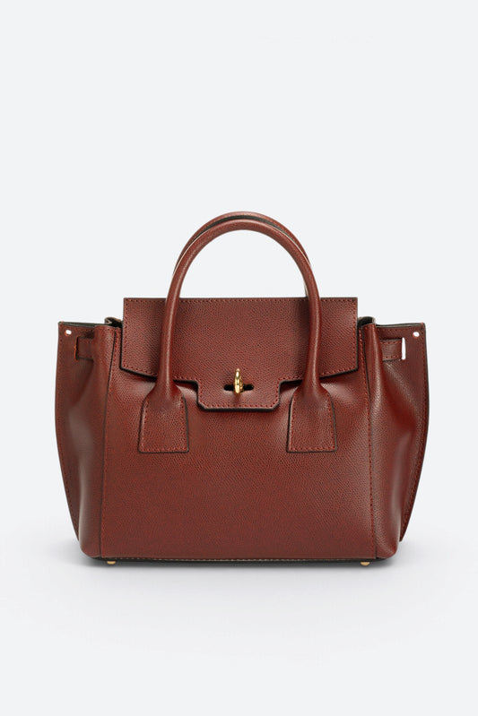 RUTH Leather Top Handle Bag - Bordo