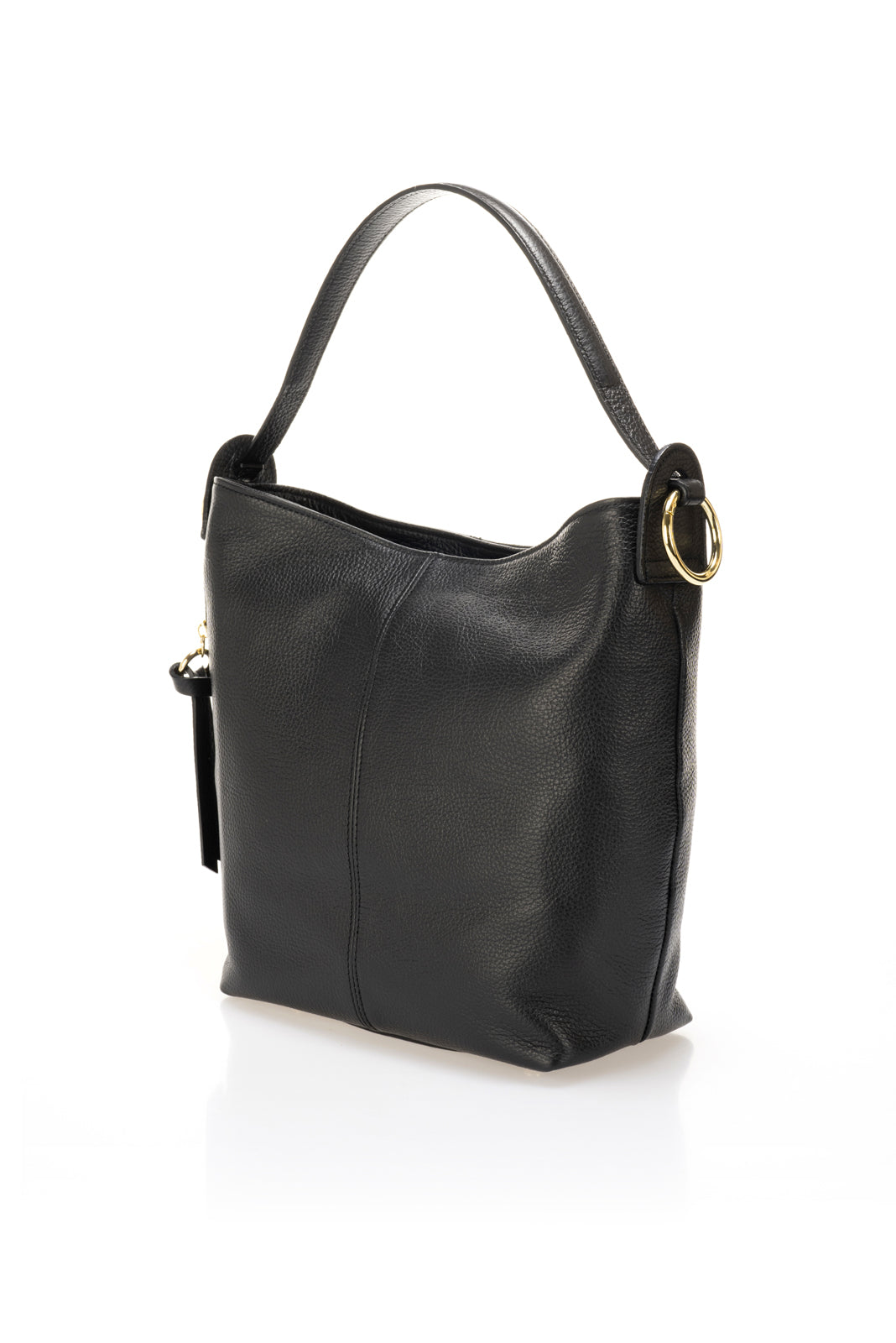 Leather Top Handle Bag 1256 - Black