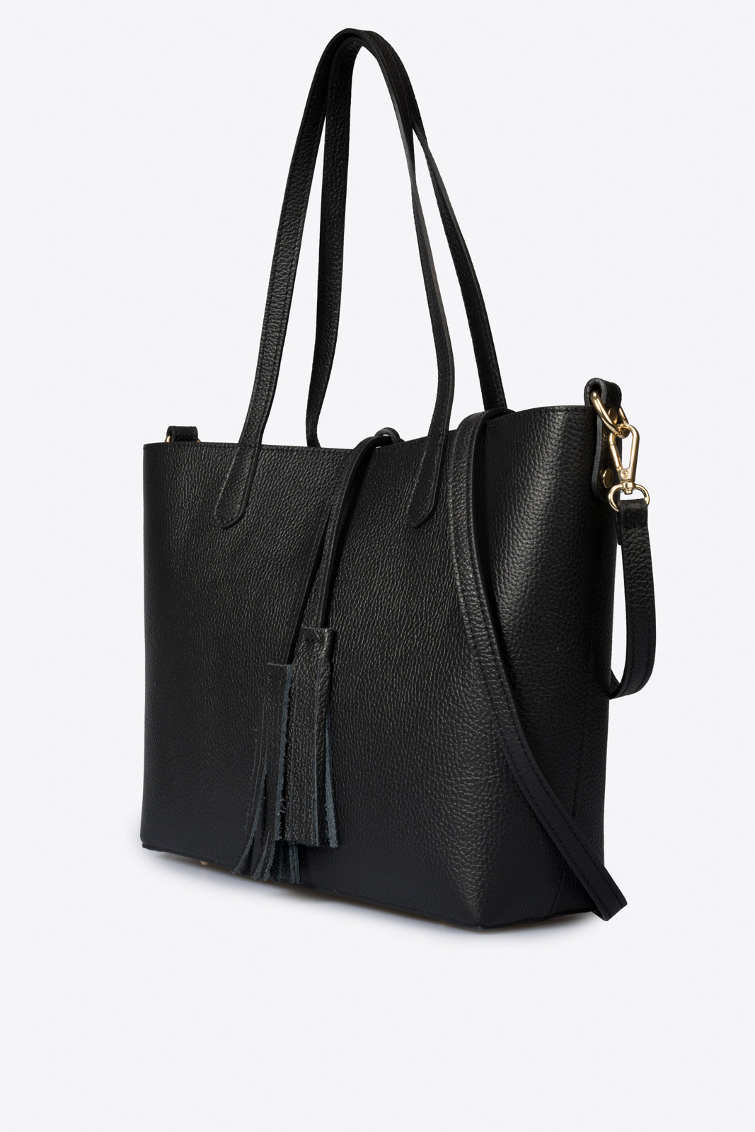 ROMY Leather Top Handle Bag - Black