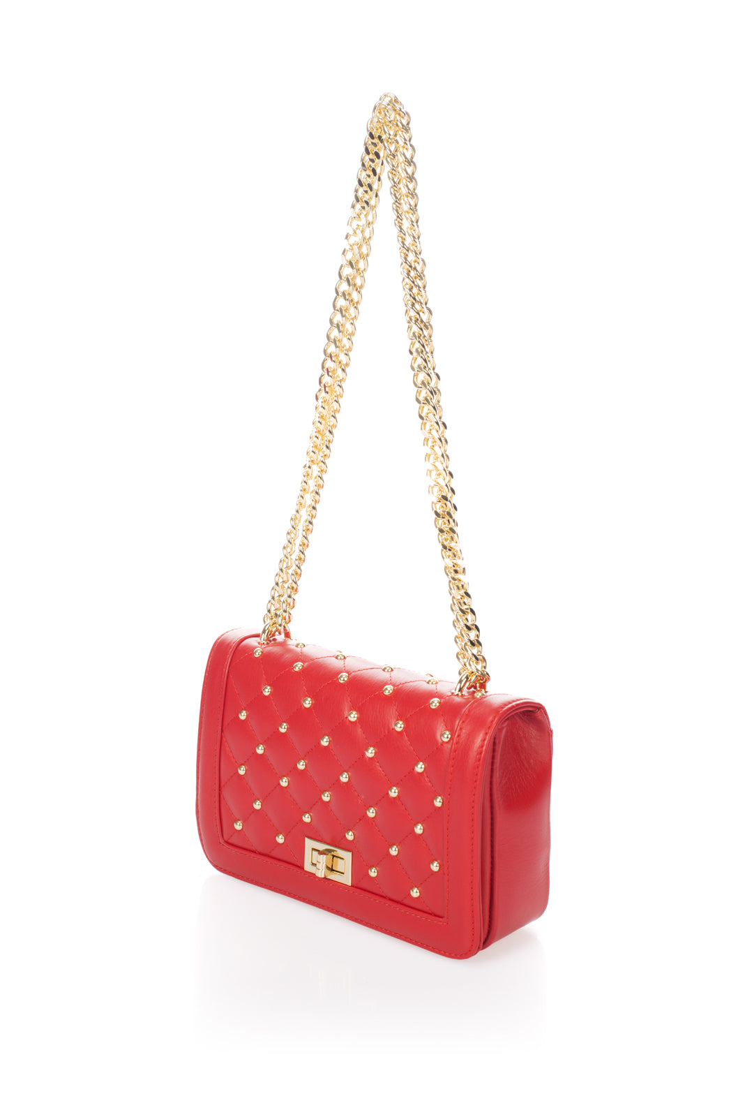 Leather Crossbody Bag 6810 - Red