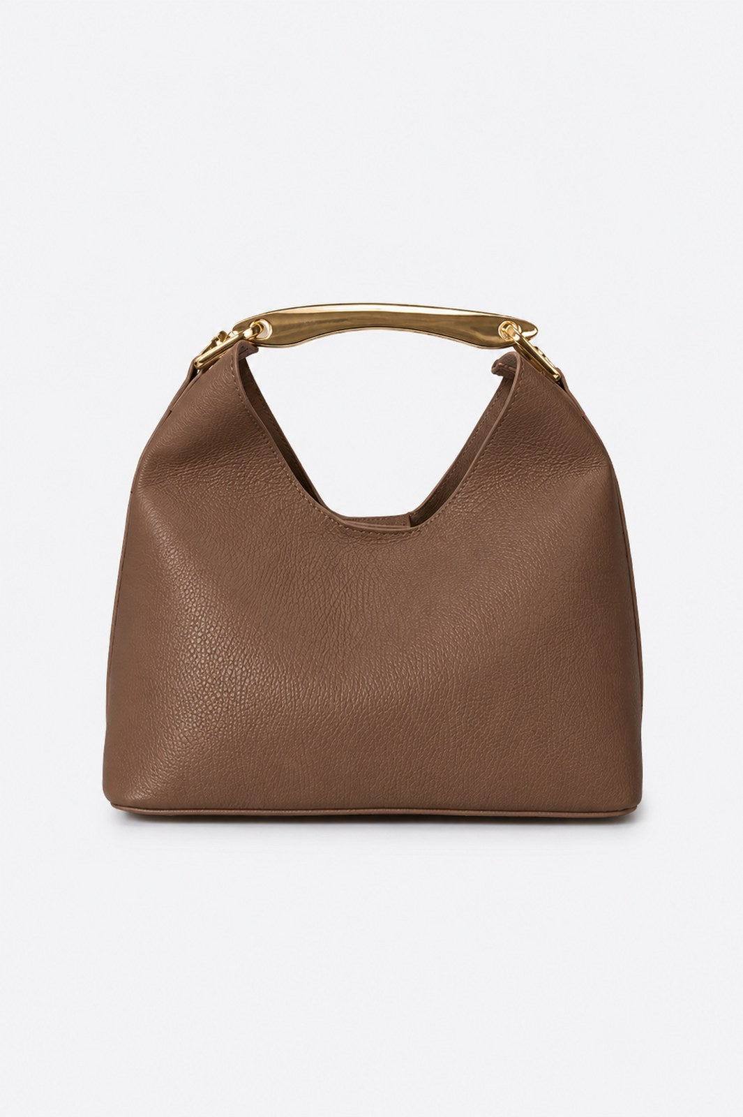 AGNES Leather Top Handle Bag - Brown