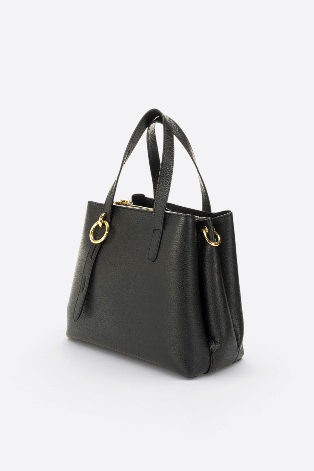 EMILY Leather Top Handle Bag - Black