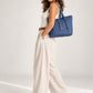 RAINA Leather Top Handle Bag - Blue