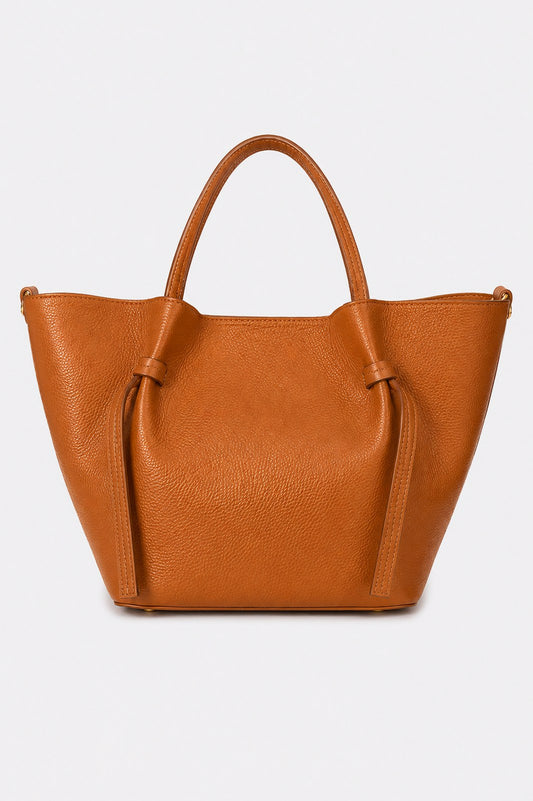 GIADA Leather Top Handle Bag - Cognac