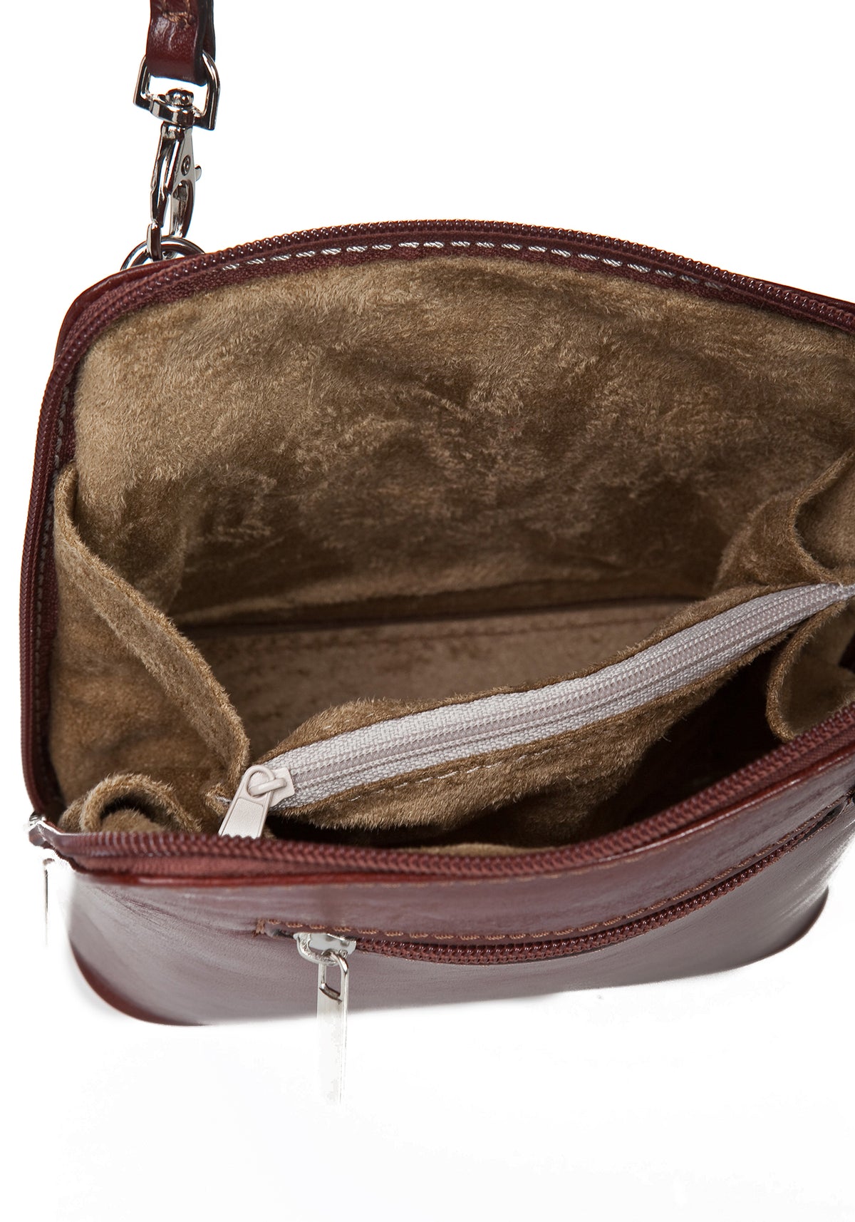 Leather Crossbody Bag 8016 - Brown