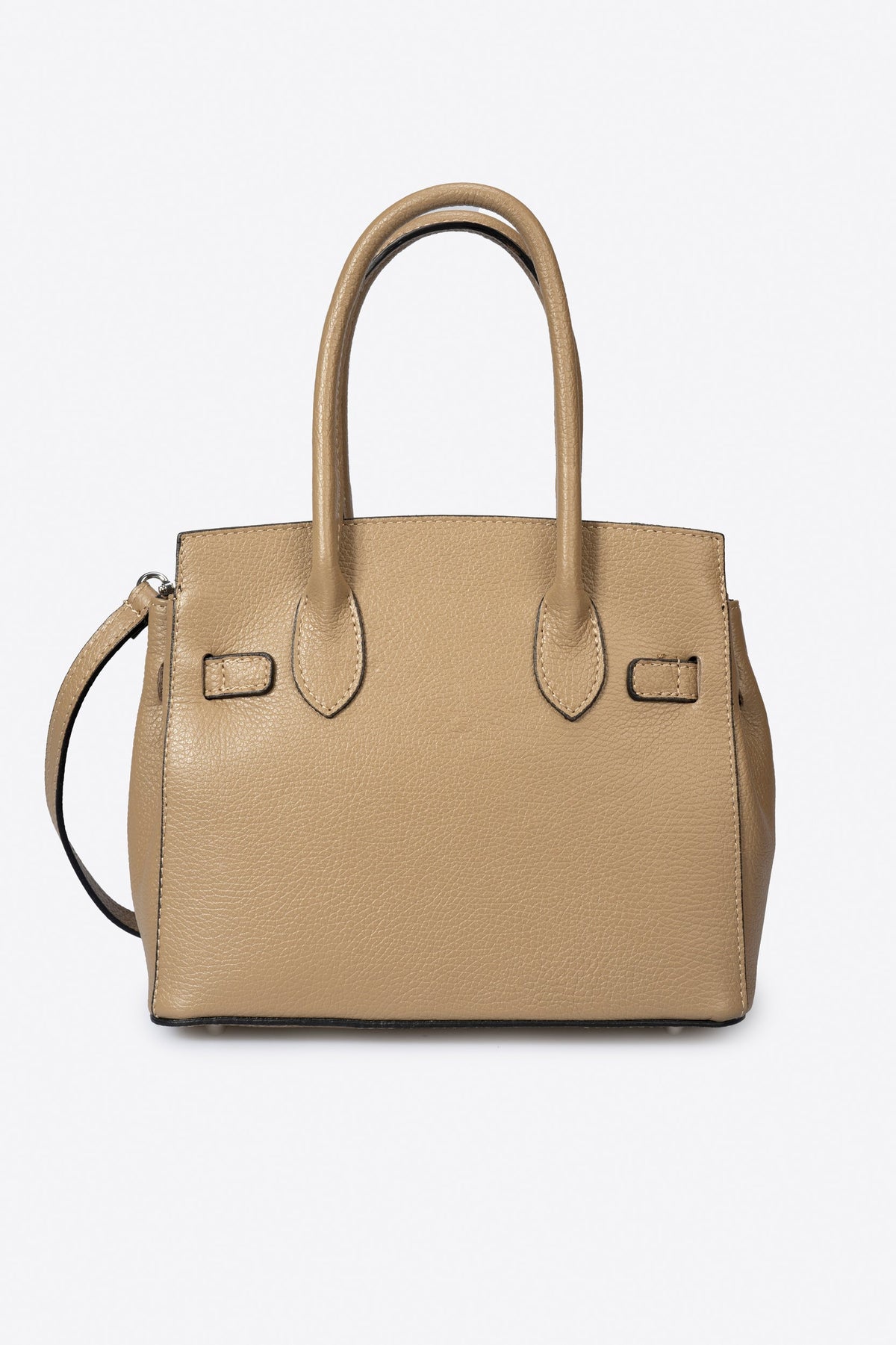 GRETA Leather Top Handle Bag - Taupe